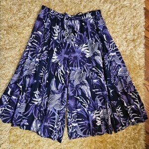 Wide Leg Tropical Print Culottes